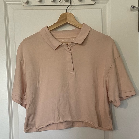 AE Cropped Polo Shirt in Peach - Picture 3 of 7